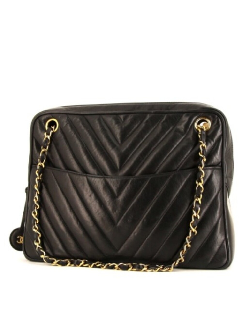 Chanel Black Quilted Leather Shoulder Bag with Gold Chain
